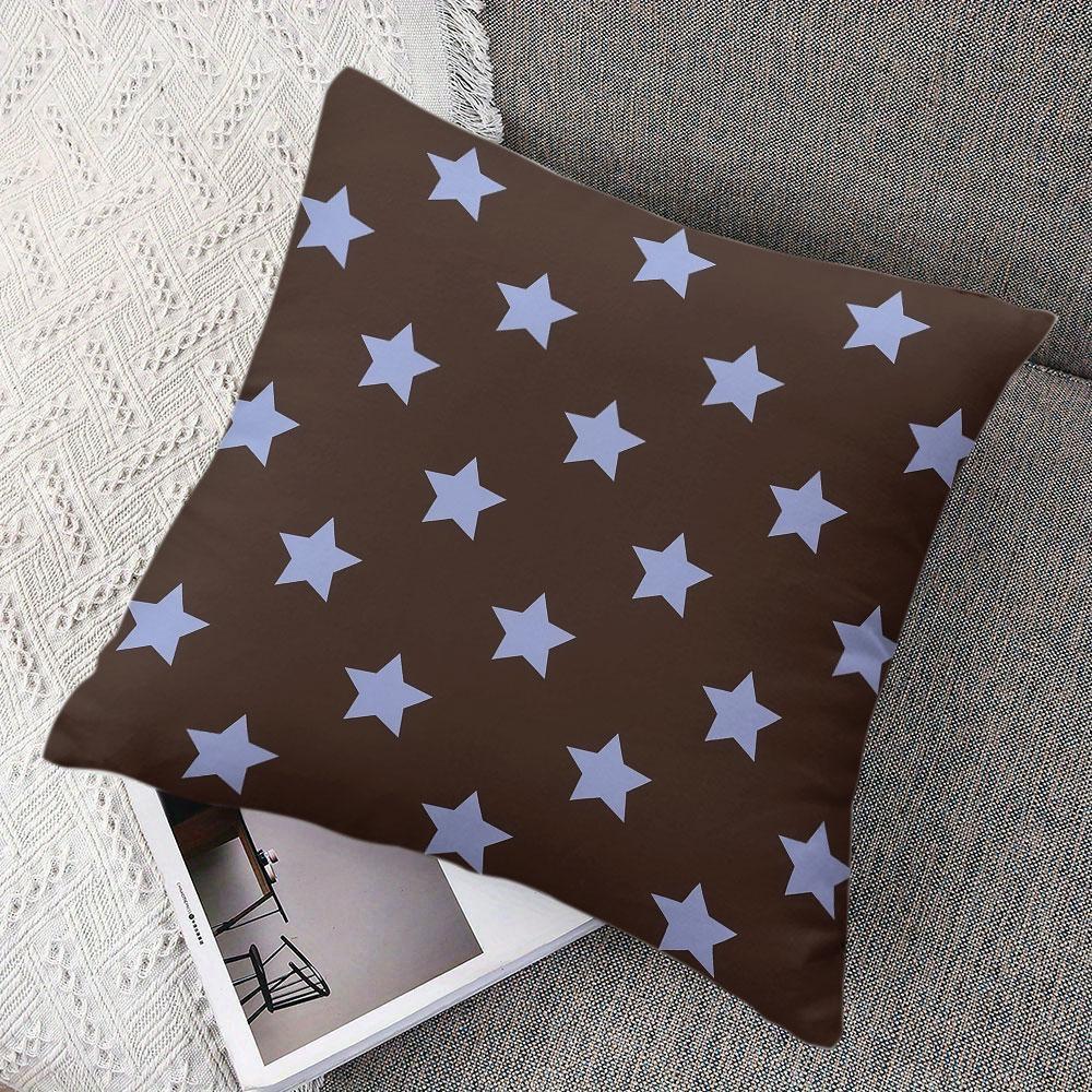 Dark Brown Celestial Light Blue Stars square Pillow Cover for Sofa Office Waist Cushion Cover Home Decorative Pillowcase