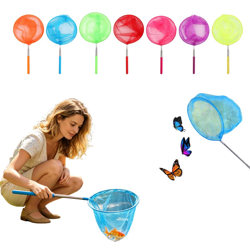 Children's Extendable Butterfly Net Lightweight Foldable Insect Catching Net with Telescopic Handle for Outdoor Exploration and Nature Activities