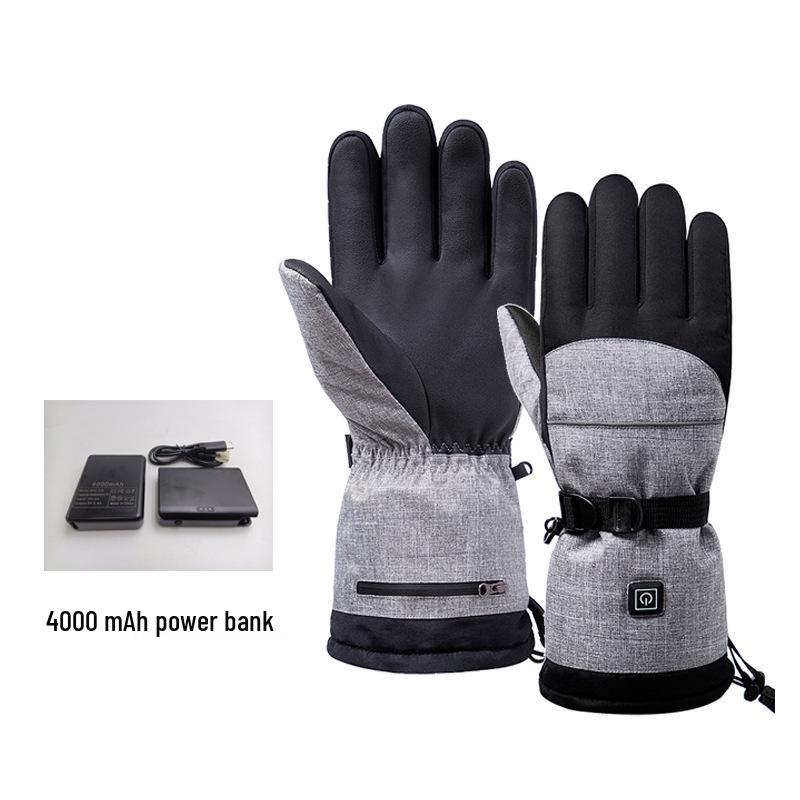 Winter Smart Heated Gloves: Three-Level Temperature Control, Waterproof, Cold-Proof, Rechargeable, Five-Finger Design for Outdoor Cycling.