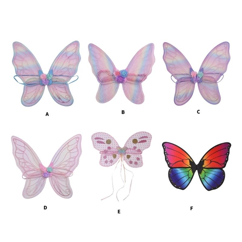 Livfull fjärilsformad vinge för barnutklädning Mjukt andningsbart nät Säkert för barnens kostymfester Scenföreställningar