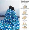 1Pc Blue Floral Blanket Soft And Comfortable Casual Warm Camping Travel Christmas Halloween Xmas Gift M928187