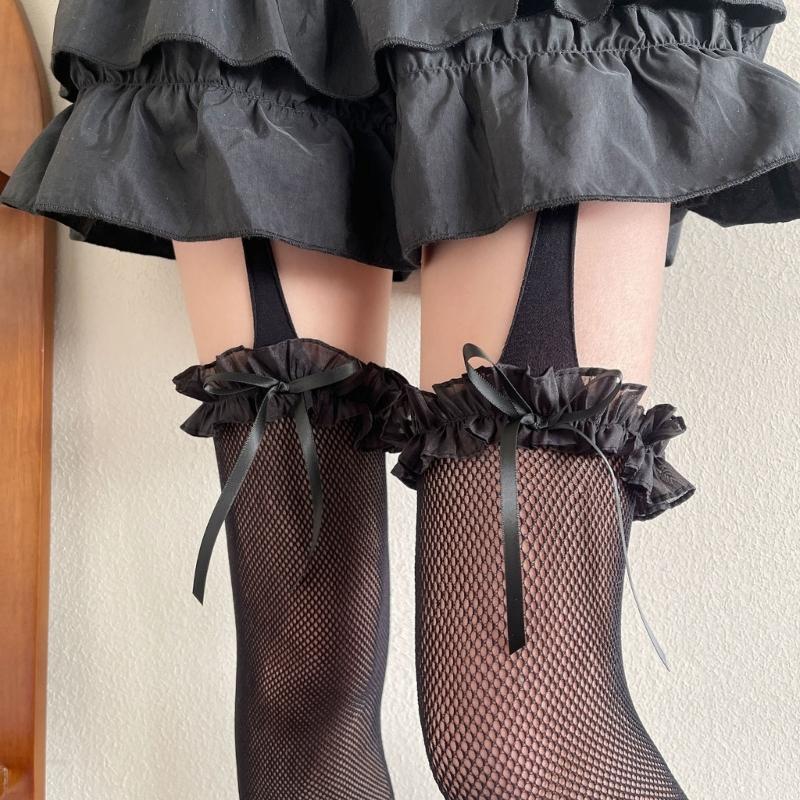 Fishnet Lace Thigh High Stockings For Women Comfortable Cotton Stretchable Socks Elegant Pantyhose Fashion Legwear