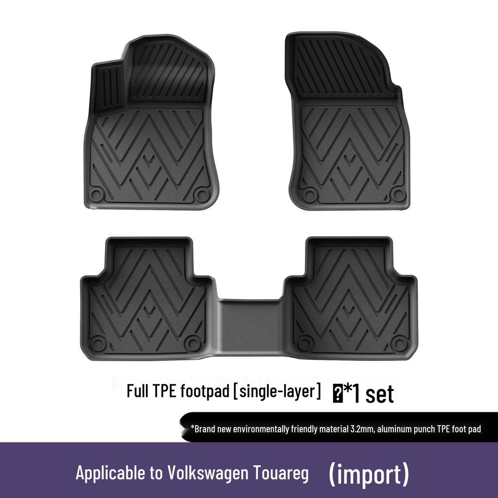 Eco-Friendly and Waterproof TPE Floor Mats for Volkswagen Touareg 2011-2025 Models - Non-Slip Car Floor Protection.