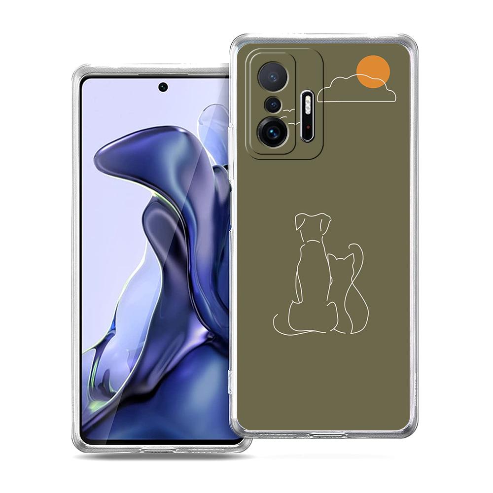 Transparent Phone Case for Xiaomi Mi 14 13 12 11 Ultra 13T 12T 11T Poco X3 NFC F3 F6 Pro Lite 5G Soft TPU Cute Line Cat Pattern