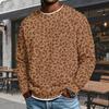Men's Trendy Loose Fit Casual Leopard Print Long Sleeve Top with Lapel Collar