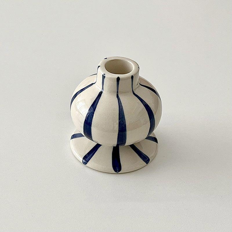 

1 шт. Керамический подсвечник в корейском стиле инс, Художественный керамический подсвечник для ароматерапии, 8,2x7,6 см синий