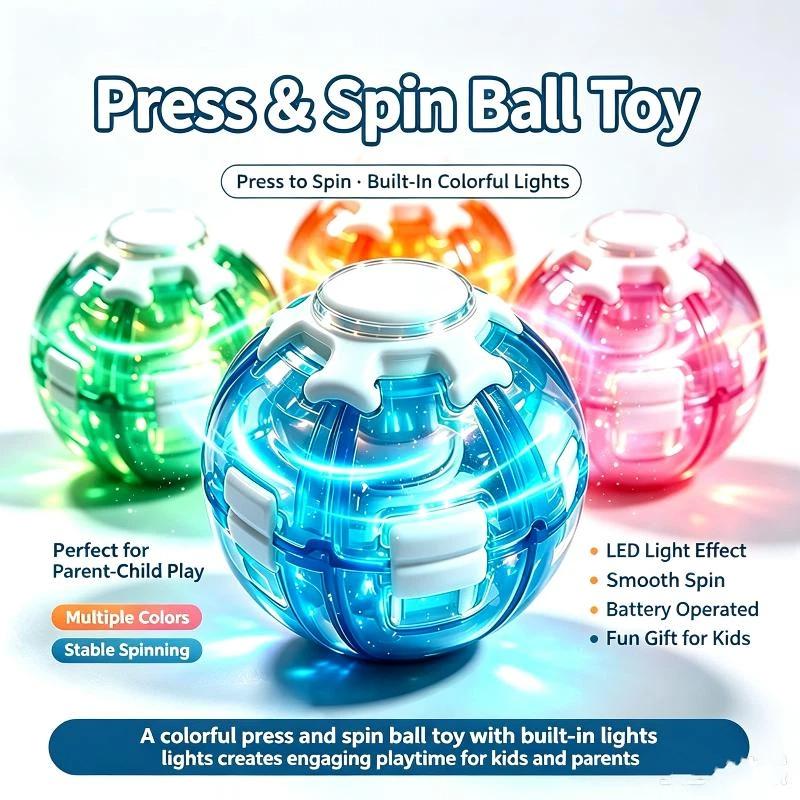 Led Magic Press To Spin Stress Relief Fidget Balls Autism Adhd Focus Quiet Cool Gadgets Unique Gifts For Kids & Adults