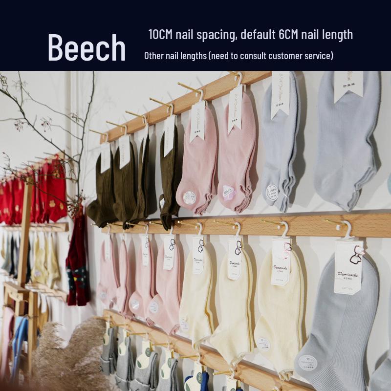 Nástěnný stojan na šperky z masivního dřeva - Design s rozestupy pro hřebíky a závěsnou tyčí