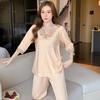 Pajamas Women'S Spring And Autumn Silky Satin Long Sleeve Women'S Pajamas Homewear Set Sexy Colorful Lace Premium Sense