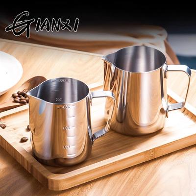 Cafetera artesanal de acero inoxidable con escala interior y exterior, jarra para café con leche tipo olécranon.