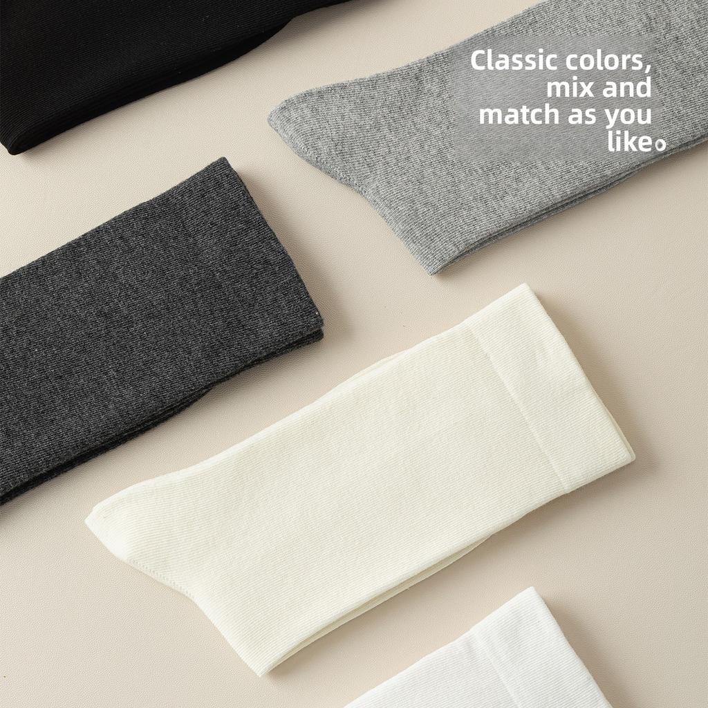 5 Par Szarych Skarpetek, Damskie Letnie Cienkie Skarpetki Długie z Frotte, Antyzapachowe Skarpetki Poporodowe, Bezszwowe Oddychające Bawełniane Skarpetki w Jednolitym Kolorze, Skarpetki do Połowy Łydki