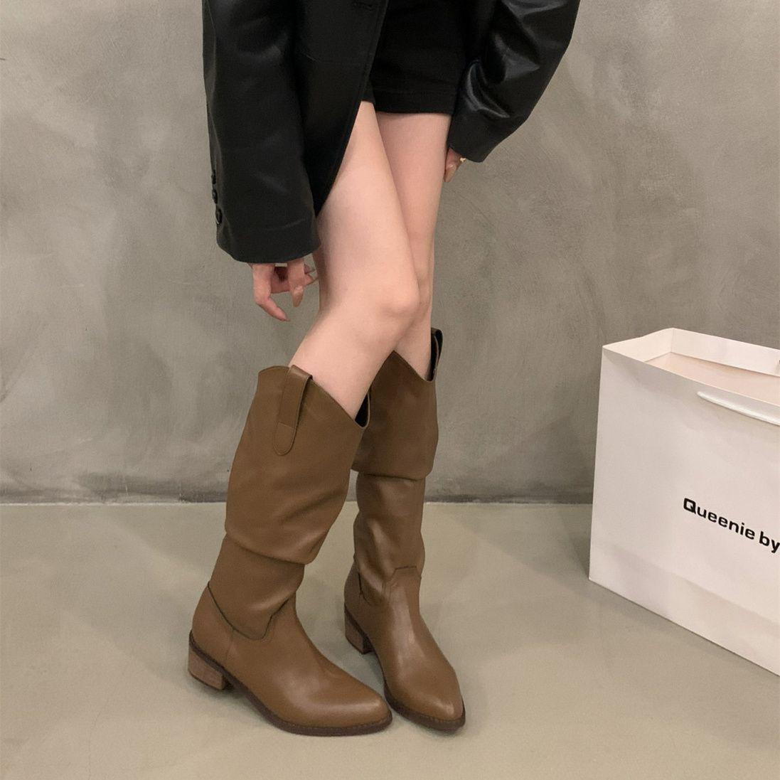 

Женские хаки ретро ковбойские сапоги - Маленький размер, Высокие, Коричневый летне-осенний стиль 43