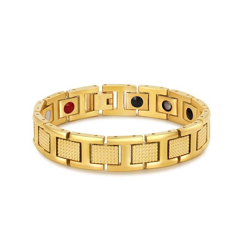 Titanium Steel Magnetic Bracelet Men Geometric Design Anti-Fatigue Stainless Jewelry Cycling Outdoor Activities