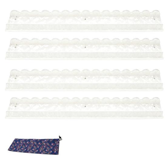 1/4Pcs Mahjong Rack with Magnetic Pusher & Storage Bag, Scalloped Acrylic Mah Jongg Tile Holder Pusher Bar, Gift for American Mahjong Players