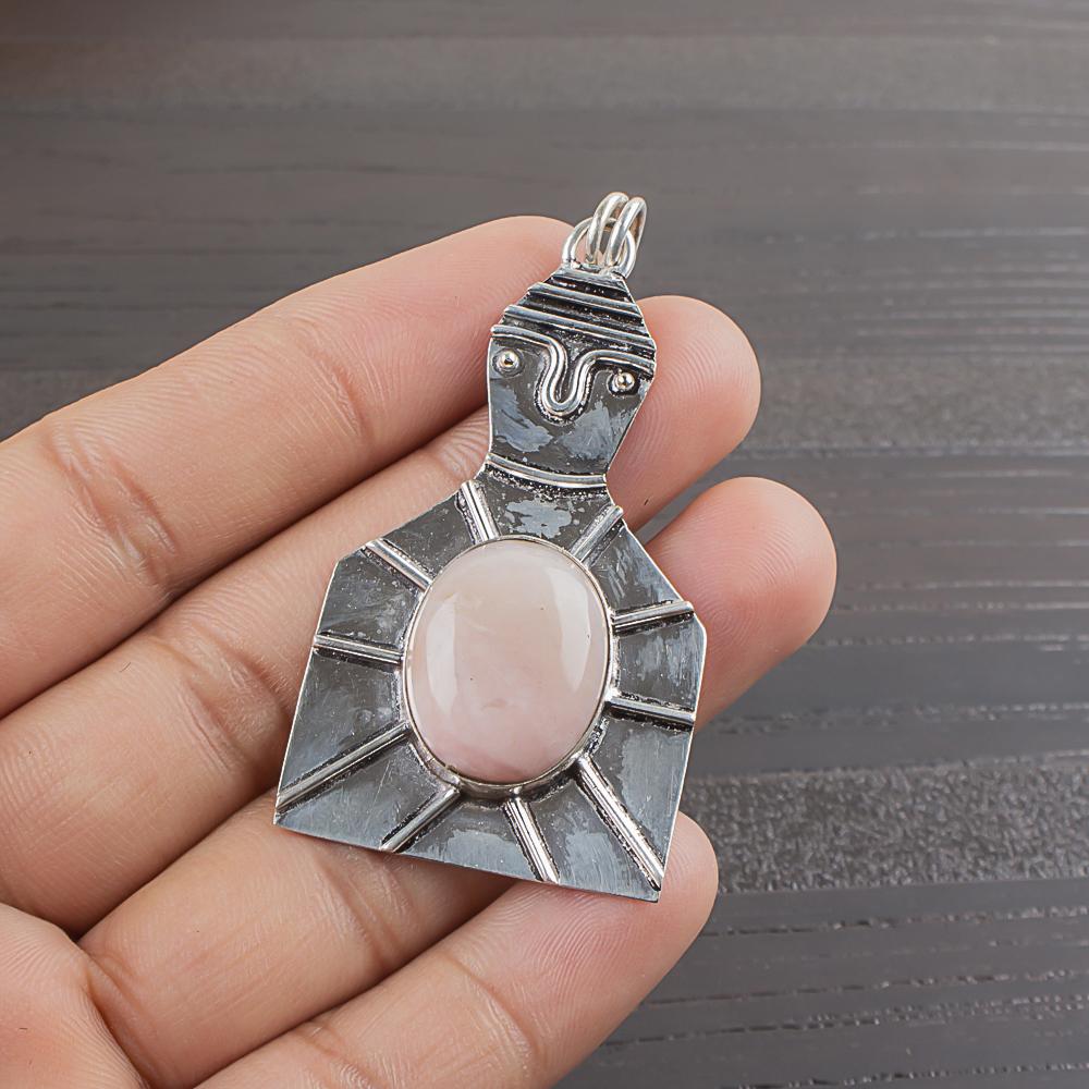 

Natural Pink opal Gemstone 925 Sterling Silver Jewelry Designer Pendant 2.2 AJP-1939