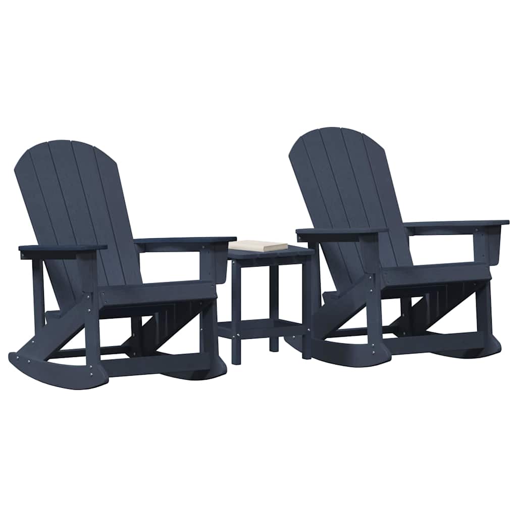 Gartenlounge-Set 3-teilig Marineblau HDPE