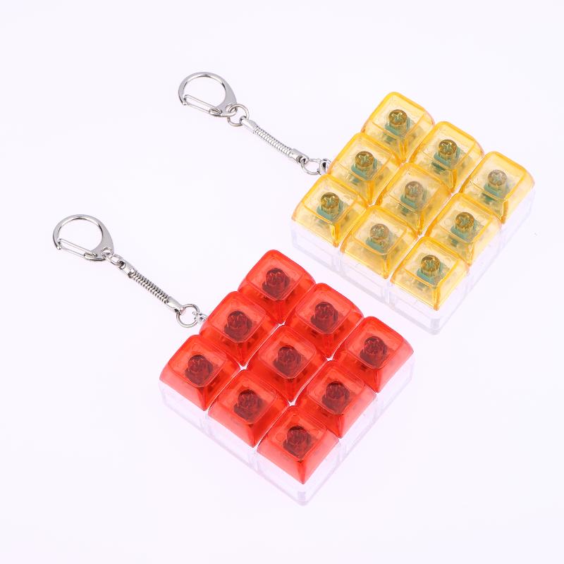 9 Keys Finger Keyboard Caps Relief Stress Toy Button Keycap Keychain Mechanical Keyboard Button Stress Relief Toys