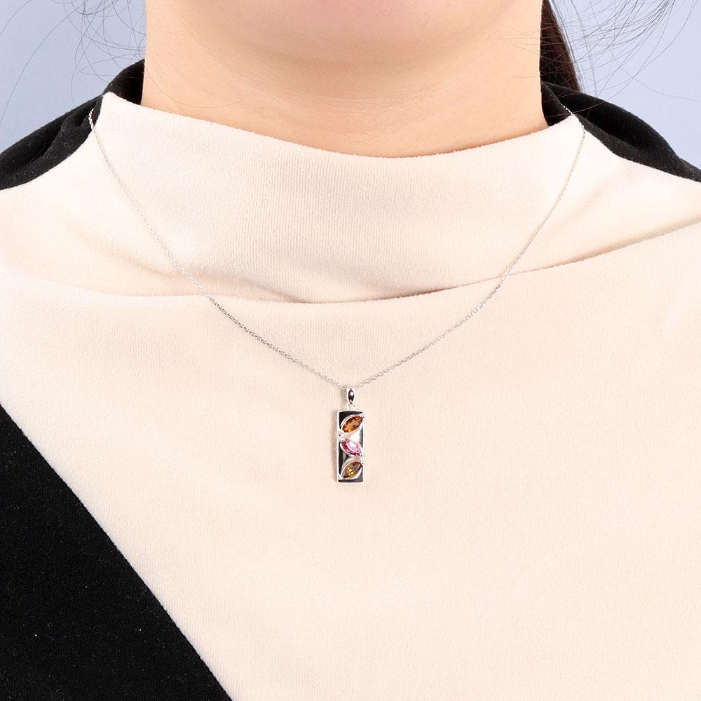 Natürliche Edelstein-Anhänger-Halskette mit buntem Tansanit, himmelblauem Topas-Turmalin-Edelstein, edler Schmuck aus 925er Sterlingsilber