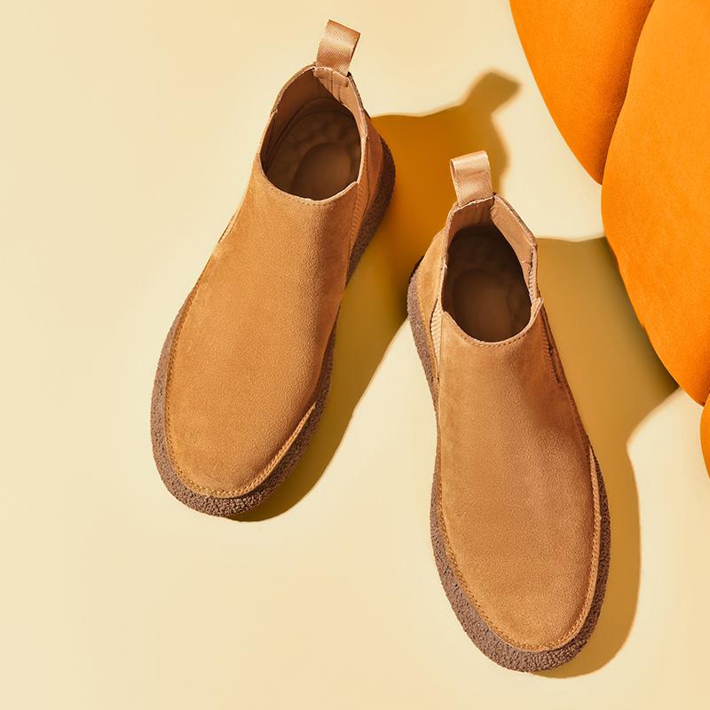 Fashion 2025 New Youth Teenage Chelsea Boots Leisure Walk Man Basic Boots Men Slip on Leather Ankle Boots Versatile Mens Casual Footwear