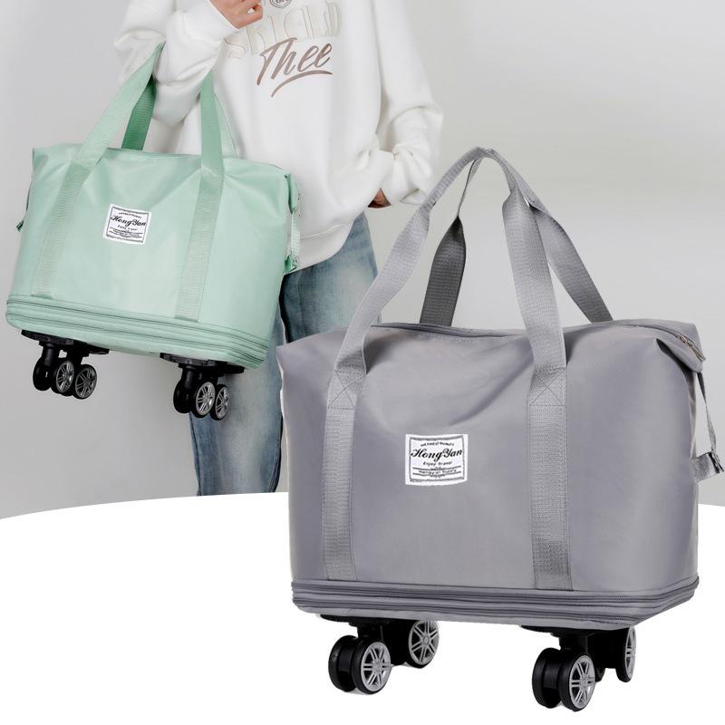 Universal Wheel Expandable Luggage Bag Large Capacity Wet and Dry Separation Storage Bag College Student Short Trip Bag Women