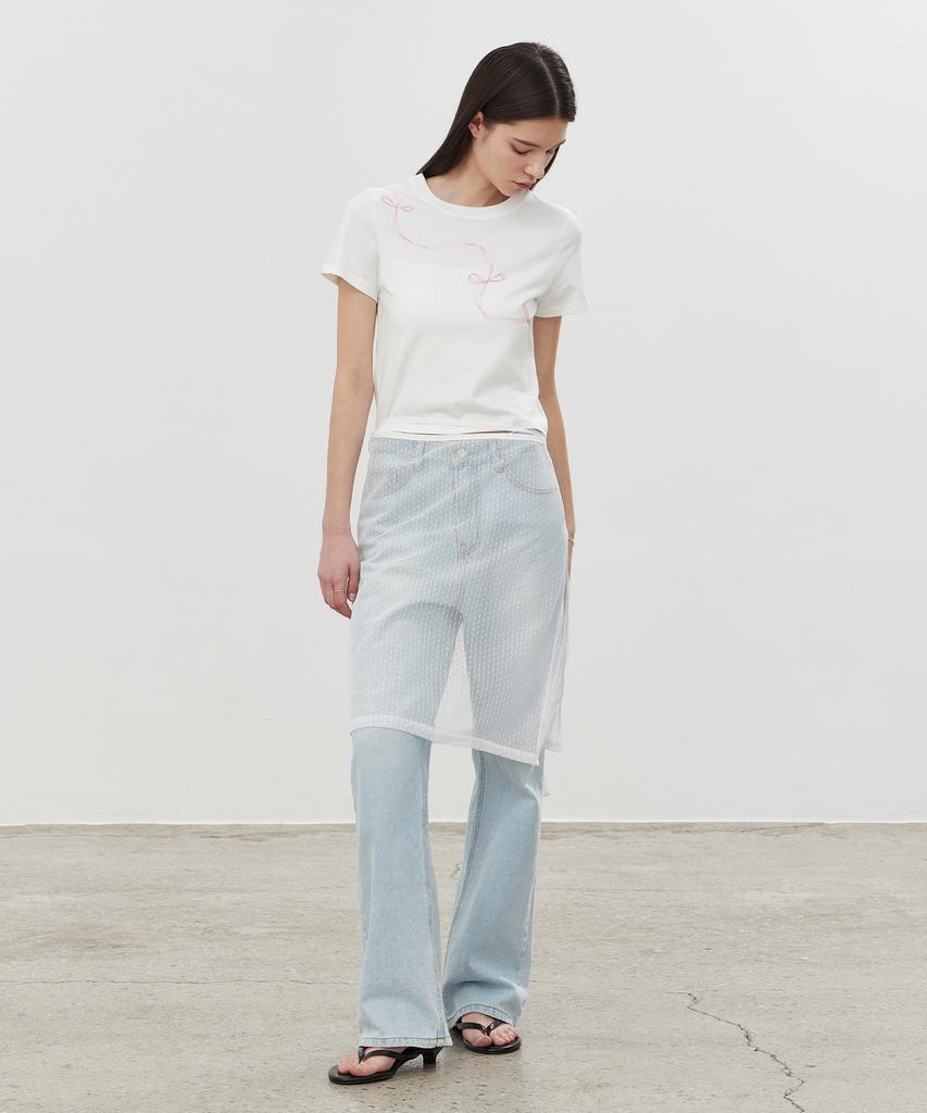 Itove Seoul See-Through Layered Wrap Skirt Wh