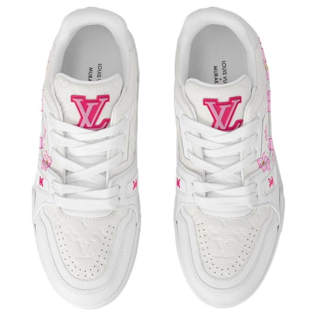 Louis Vuitton X Takashi Murakami Trainer Cherry Blossom Collection Low Top Skateboard Shoes Women's White 1AGZEH