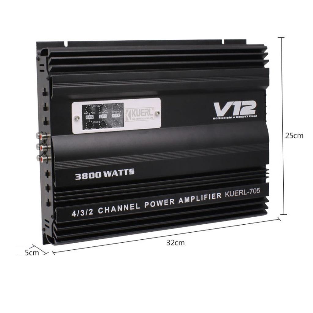 Aluminum Alloy Car Amplifier Multichannel Powerful Car Audio Amplifier Vehicle Power Stereo Amp 3800W Car Sound Amplifiers