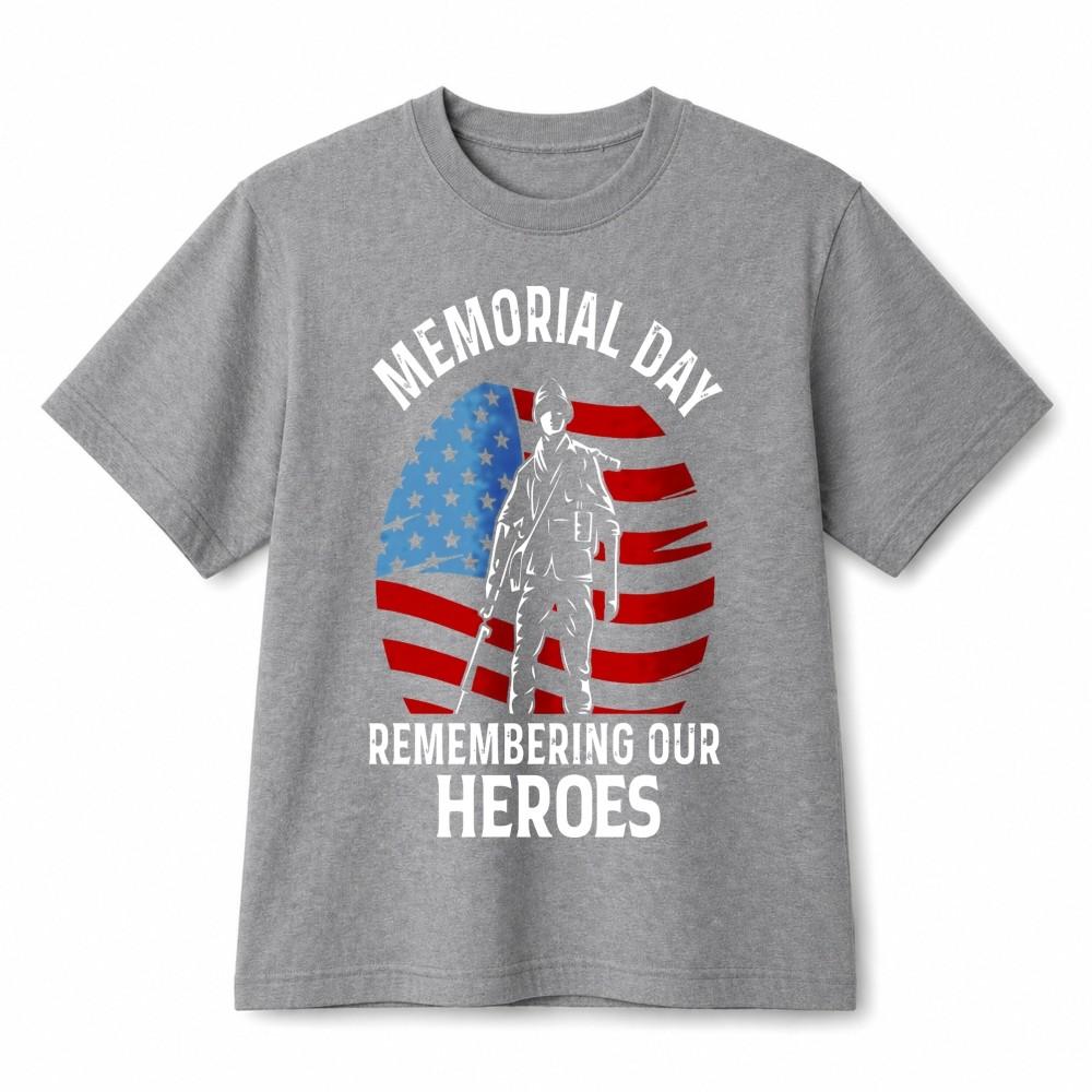 Memorial Day Remembering Our Heroes Soldier Patriotic Graphic Cotton T‑Shirt XXXXL