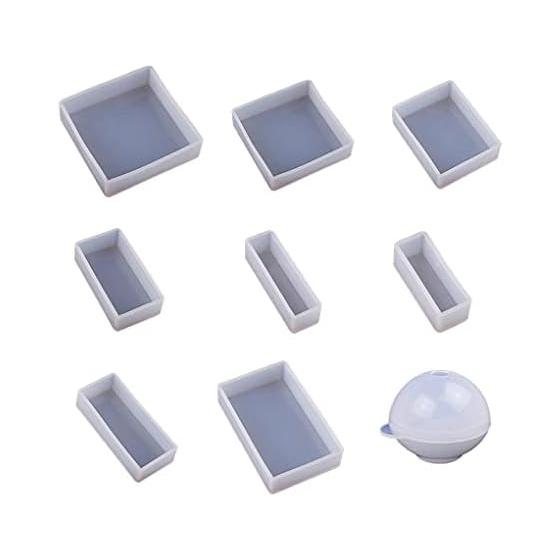 Square Specimen Shape Silicone Mold 9 Sets Rectangle Epoxy Resin UV Resin Mold DIY Mold Round Ball Silicone Mold UV Resin Mold DIY Storage Watermark