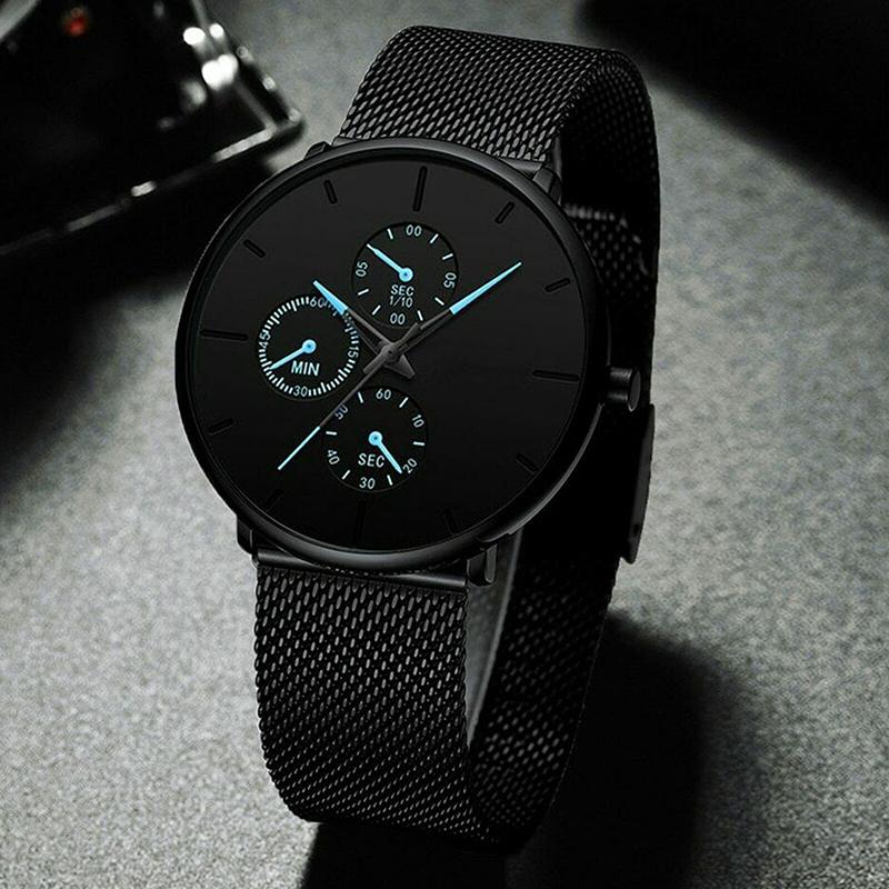 

Lvye новые 1 шт. мужские часы светящиеся кварцевые часы повседневные тонкие сетчатые стальные водонепроницаемые спортивные спортивные