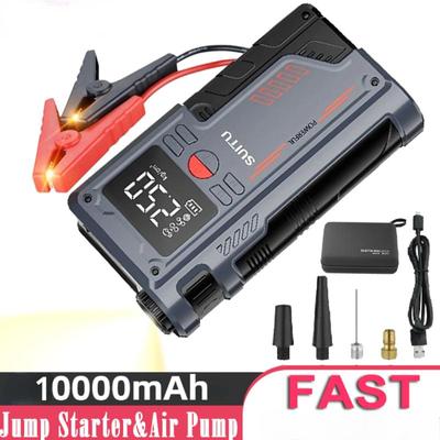 New 4-in-1 Portable Car Emergency Starter and 150PSI Air Pump Inflator 10000mah Mobile Power Booster for Cars, Motorcycles, Bicycle Tires