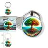 Bunter Baum Glasanhänger Schlüsselanhänger mit künstlerischem Design für Geschenk und Souvenir