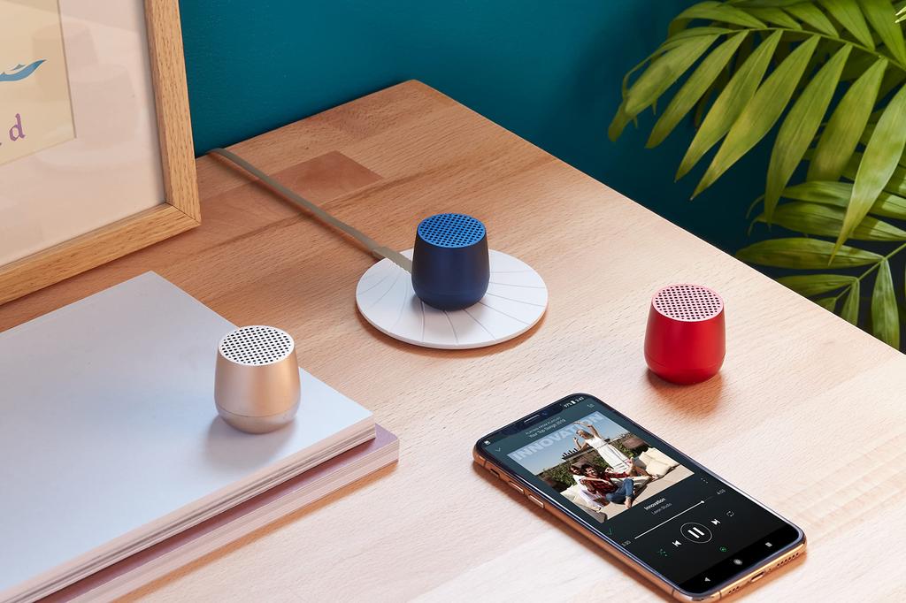 LEXON Chrome Series 3W Mini Portable Bluetooth Speaker with Wireless TWS and Selfie Button Metallic Purple MINO+ Charging, USB-C Charging, Technology,