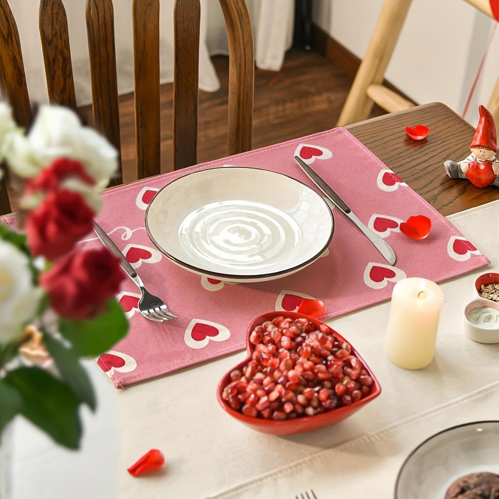 4/6pcs Love Pink Valentine's Day Placemats Mother's Day Wedding Anniversary Placemat for Party Kitchen Restaurant Decoration 12x18inch