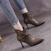 Fashion 2024 Hot Sale Ladies Shoes Side Zipper Women's Boots Fashion Pointed Toe Office and Career High Quality Solid Ankle Bootszapatos