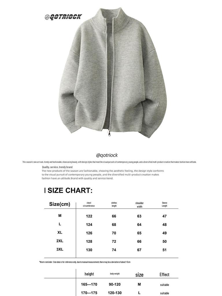 QOTRIOCK Unisex Double Zip Knit Cardigan