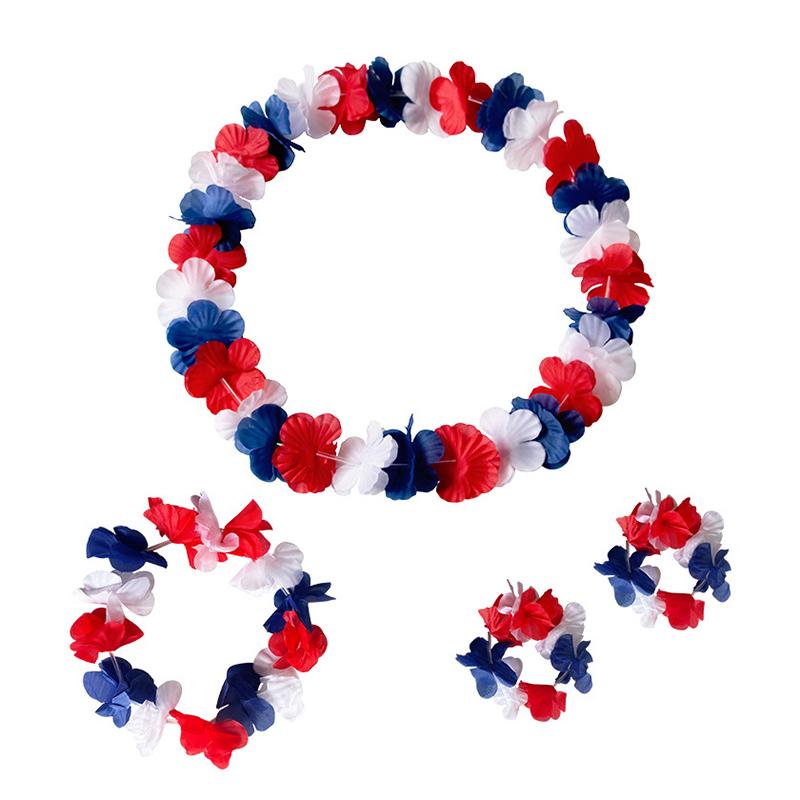 4 ks/Sada Havajské Umělé Květiny Náhrdelník Girlanda Čelenka Svatba Narozeniny Pláž Tropická Párty Dekorace