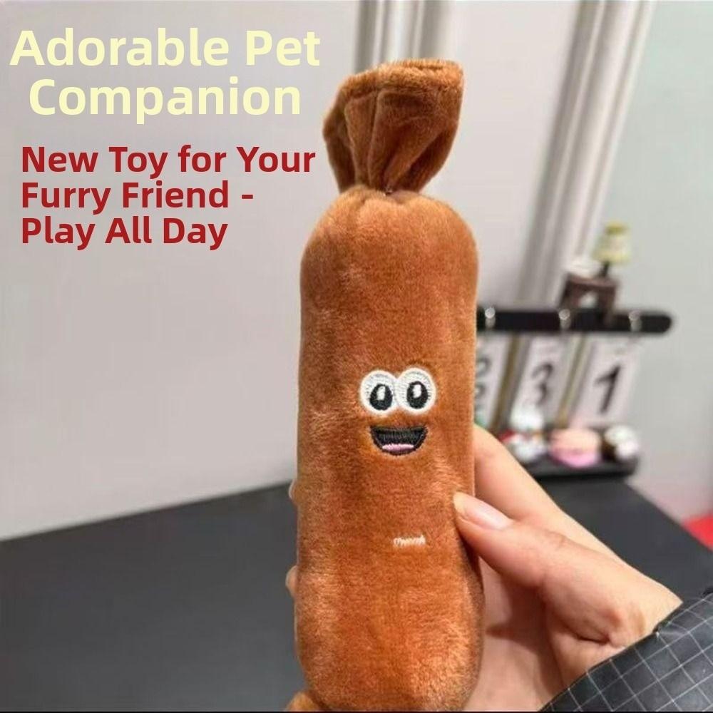 Cartoon Plush Sausage Sound Toy Bite-resistant Pet Chew Plush Toy Squeaky Dog Toy Relieve Boredom