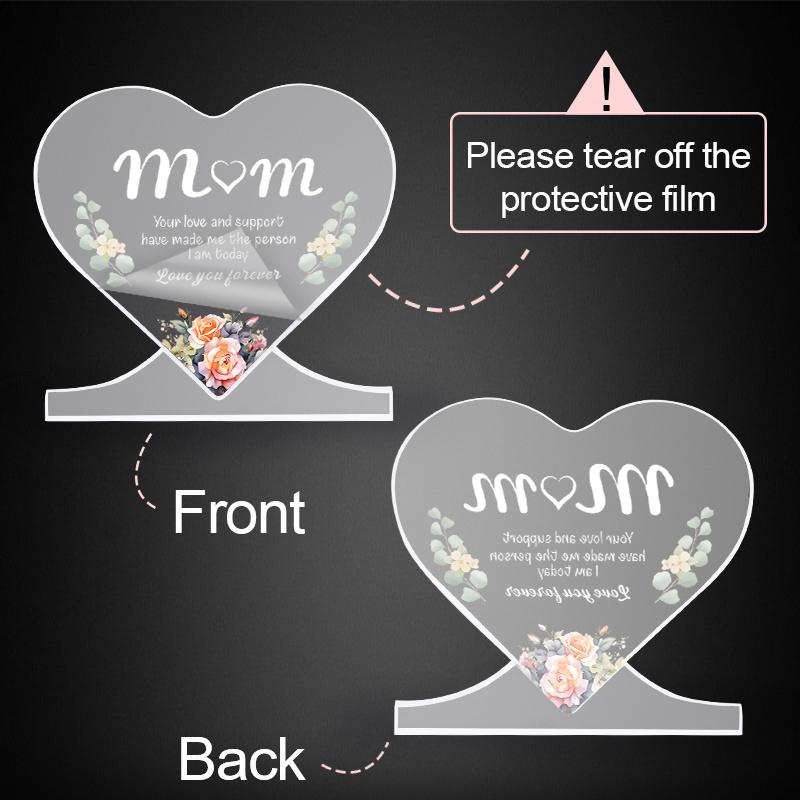 1set To Mom Mother's Day Birthday Love You Forever Artificial Green Vine Flowers Desk Acrylic Decorative Statue Plaque with Stand Gifts Sign