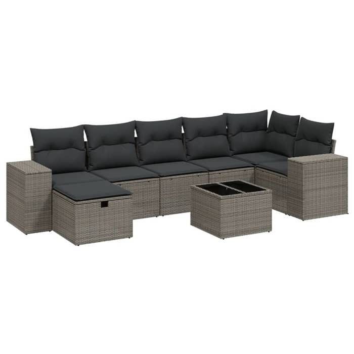 VidaXL Garden Lounge Set with Cushions 8 Pcs, Patio Sofas, Patio Furniture Set, Outdoor Furniture, Grey 3264448