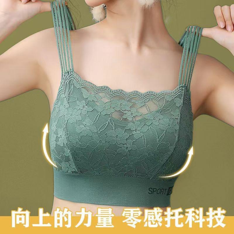 Wireless Chest Padded Plus Size Lace Beauty Back Bra For Women