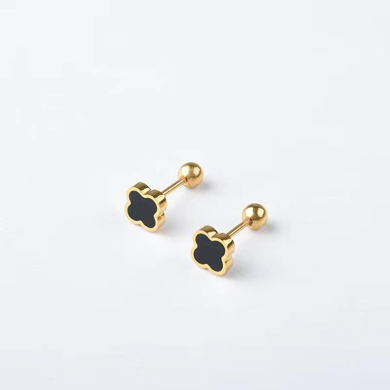 Neue Mini Lucky Clover Ohr Knochen Nagel Titan Stahl Ohrringe Gewinde Schraube Schnalle Einfache Hundert Temperament Damen Ohrringe