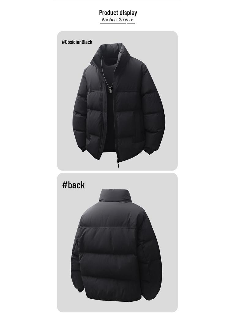 Trendy Warm Stand Collar Solid Color Down Jacket