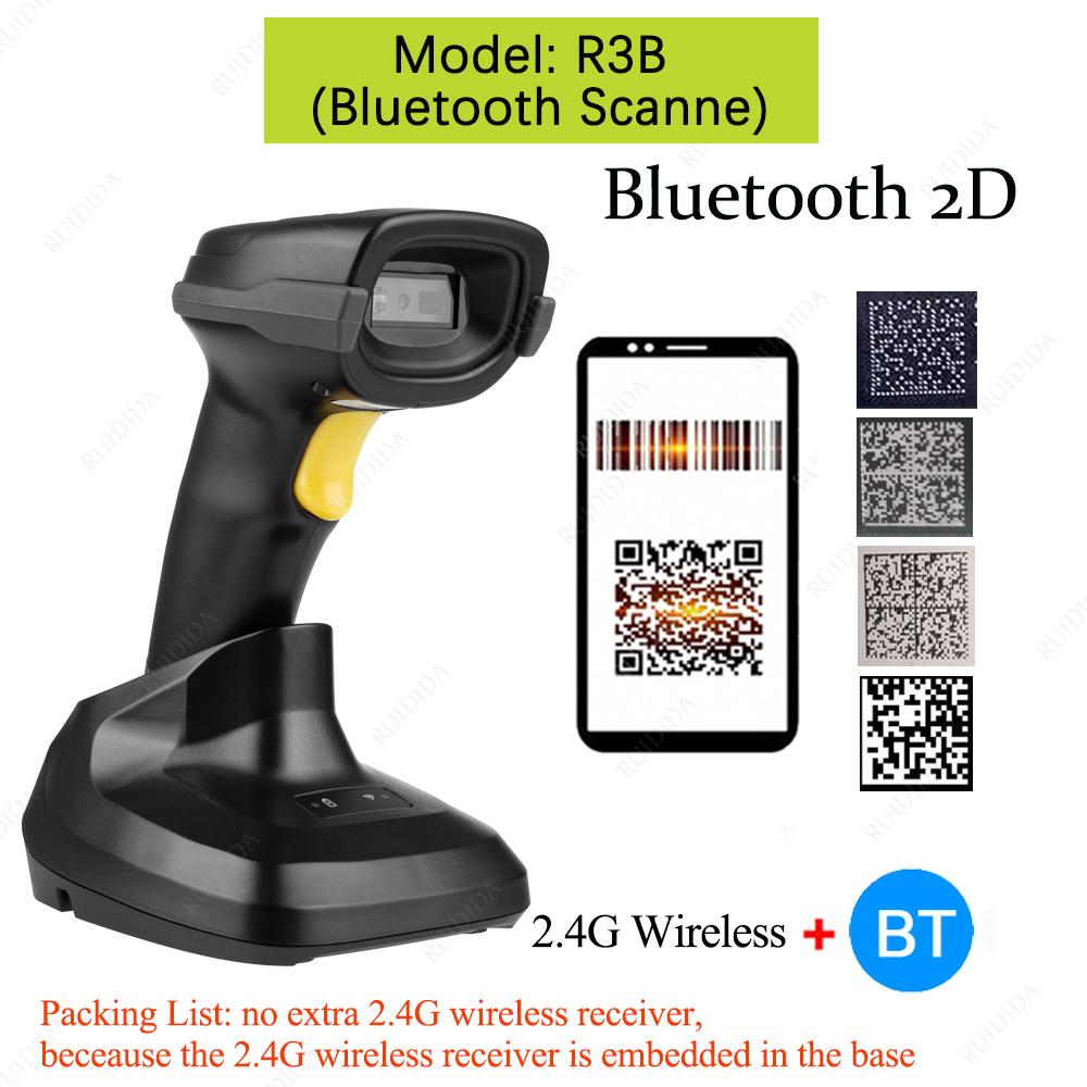 1d 2d Bezdrátový snímač čárových kódů s nabíjecí základnou Snímač QR kódů Čtečka čárových kódů Snímač čárových kódů Ruční bezdrátový snímač