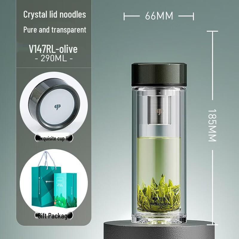 WANXIANG Double-Layer Business Glass Mug