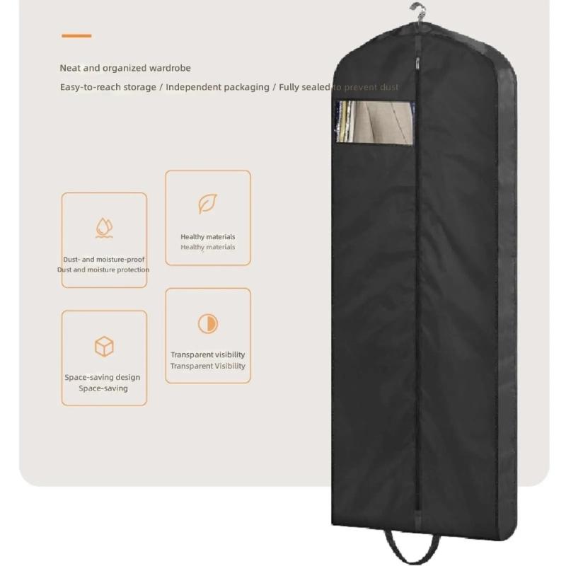Garment Cover for Closet Organization, Breathable Hanging Storage Bag with Zippered Design and Carry Hooks for Gowns, Dresses, Dust Protections 2PCS