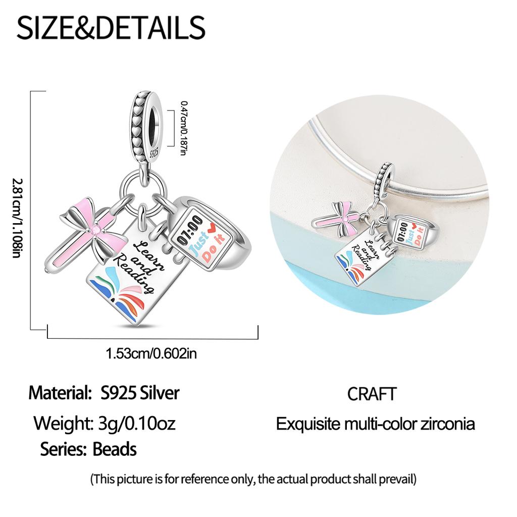 Copper Back To School Season Backpack Laptop Earbuds Pendant Fit Original Charms Bracelets Women Diy Jewelry Gift