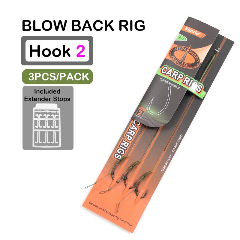 

3 шт./уп. Готовый карповый монтаж Blow Back из легированной стали с покрытием, крючок с изогнутым цевьем, размер 2/4/6, покрытие PTFE, микробородка для карповой рыбалки