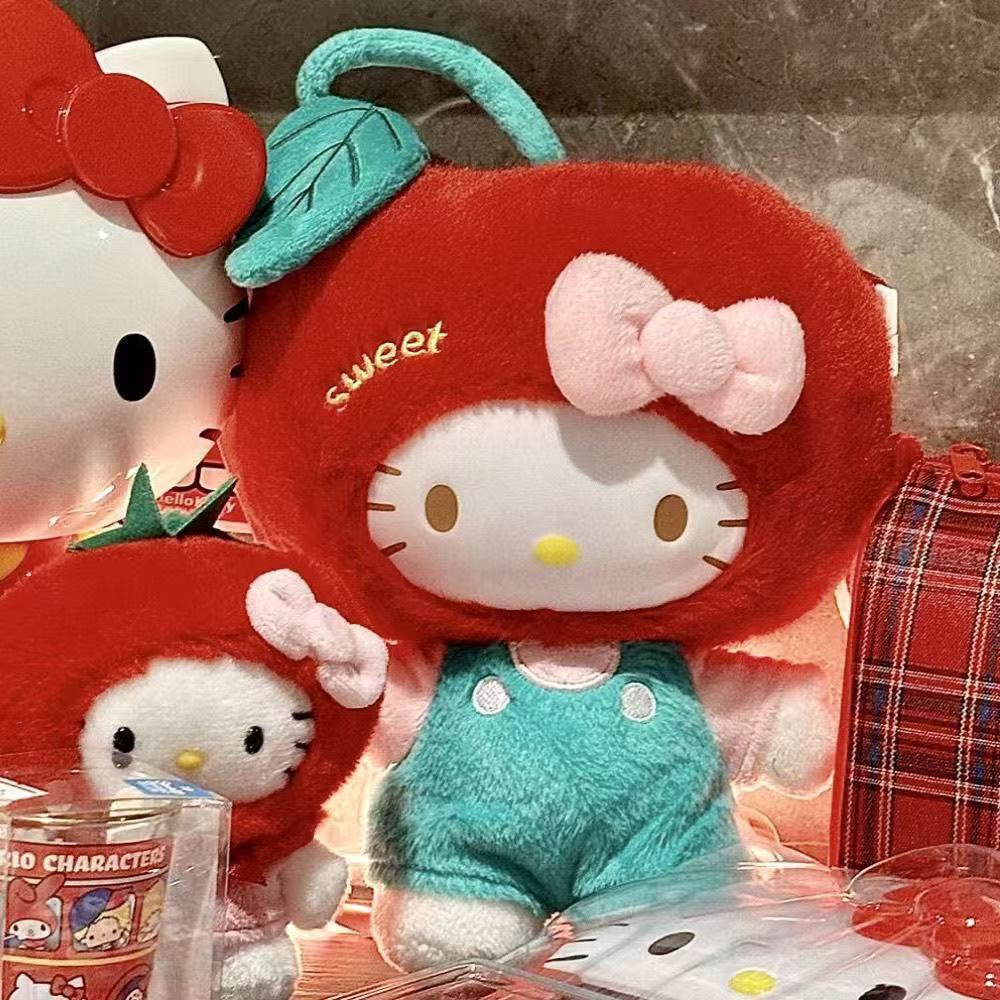 

Apple Cherry Kt Doll Transformed Into Hello Cat Plush Toy Creative Rag Doll Girl Christmas And New Year Gift 25cm