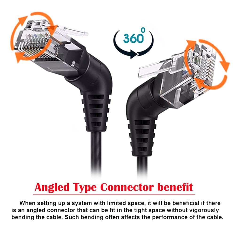 Cablecc 360 Degree Rotating CAT6 UTP Male To Male Rotating Cable with RJ45 8P8C 1000Mbps LAN Ethernet Network 25cm Adapter,